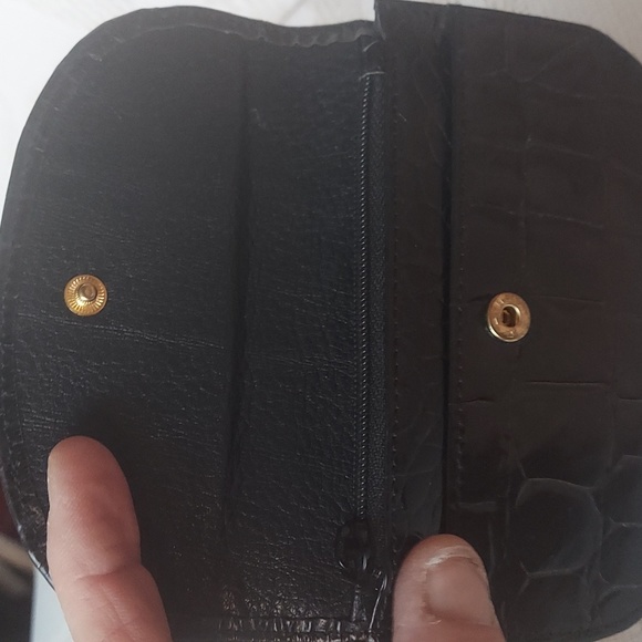 Talbots Black Croco Embossed Zip change purse - Picture 4 of 9